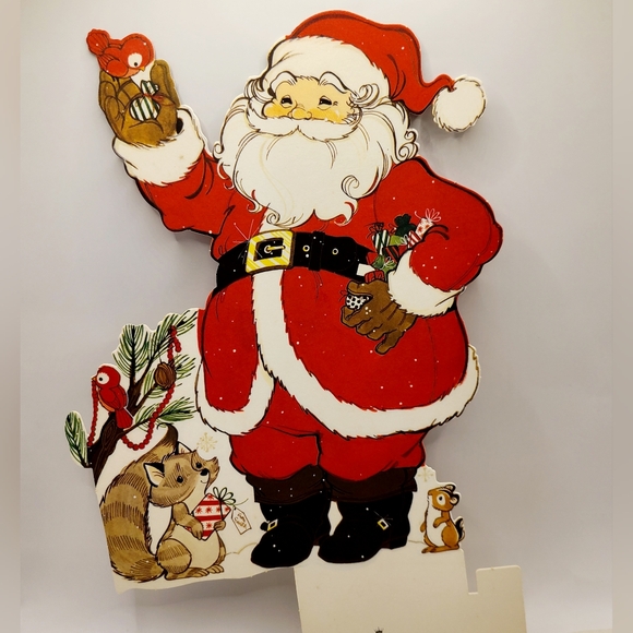 Vintage Hallmark "Santa and His Friends" Centerpiece Paper 13.25" - Picture 3 of 5